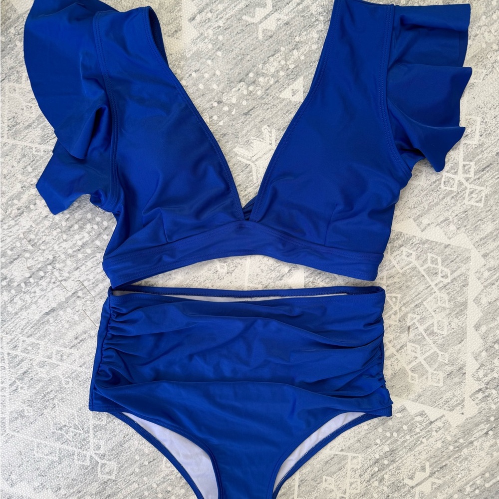 Blue Ruffled Bikini Set